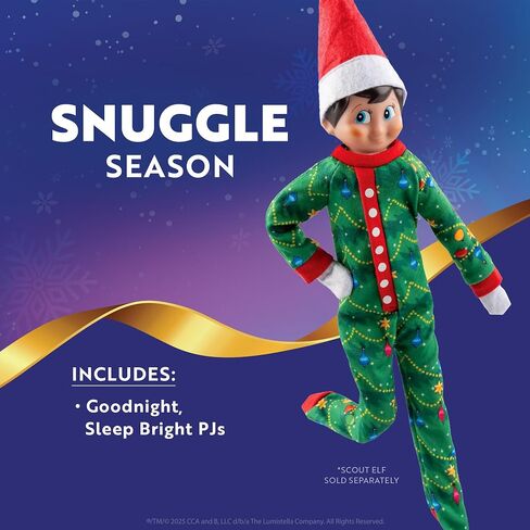 The Elf on the Shelf Claus Couture Collection Goodnight, Sleep Bright PJs - Cheerful and Snuggly Christmas Tree-Print Onesie Elf Pajamas - Scout Elf Not Included Green in Saudi Arabia