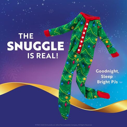 The Elf on the Shelf Claus Couture Collection Goodnight, Sleep Bright PJs - Cheerful and Snuggly Christmas Tree-Print Onesie Elf Pajamas - Scout Elf Not Included Green in Saudi Arabia