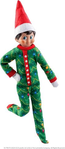 The Elf on the Shelf Claus Couture Collection Goodnight, Sleep Bright PJs - Cheerful and Snuggly Christmas Tree-Print Onesie Elf Pajamas - Scout Elf Not Included Green in Saudi Arabia