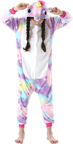 Simzoo Kids Animal Pajamas ، Boy Girls Unicorn Cosplay Costume ملابس نوم ، ملابس منزلية من قطعة واحدة 3-11Y in Kuwait
