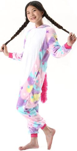 Simzoo Kids Animal Pajamas ، Boy Girls Unicorn Cosplay Costume ملابس نوم ، ملابس منزلية من قطعة واحدة 3-11Y in Kuwait