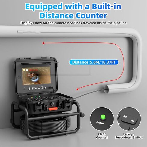 كاميرا فحص الصرف الصحي Sanyipace مع محدد موقع، التسوية الذاتية، جهاز إرسال 512 هرتز، كابل أقوى 230 قدمًا / 70 مترًا 0.2 بوصة / 5 مم، كاميرا قناة مقاومة للماء IP68 مع عداد المسافة، 1080P 1000TVL 9 بوصة IPS DVR مسجل in Kuwait