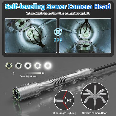 كاميرا فحص الصرف الصحي Sanyipace مع محدد موقع، التسوية الذاتية، جهاز إرسال 512 هرتز، كابل أقوى 230 قدمًا / 70 مترًا 0.2 بوصة / 5 مم، كاميرا قناة مقاومة للماء IP68 مع عداد المسافة، 1080P 1000TVL 9 بوصة IPS DVR مسجل in Kuwait