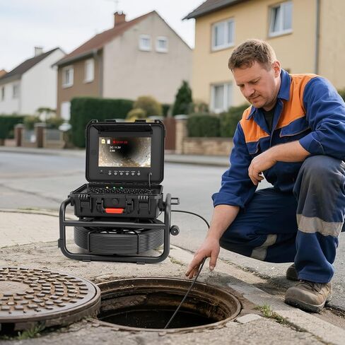 كاميرا فحص الصرف الصحي Sanyipace مع محدد موقع، التسوية الذاتية، جهاز إرسال 512 هرتز، كابل أقوى 230 قدمًا / 70 مترًا 0.2 بوصة / 5 مم، كاميرا قناة مقاومة للماء IP68 مع عداد المسافة، 1080P 1000TVL 9 بوصة IPS DVR مسجل in Kuwait