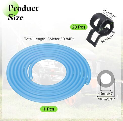 uxcell 10 Feet Fuel Line Hose, 3/16 Inch (5mm) ID Silicone Fuel Line with 20pcs Hose Clamps, Petrol Gas Tube for Motorcycle, Dirt Pit Bike, ATV, Snowmobile, Purple in Saudi Arabia