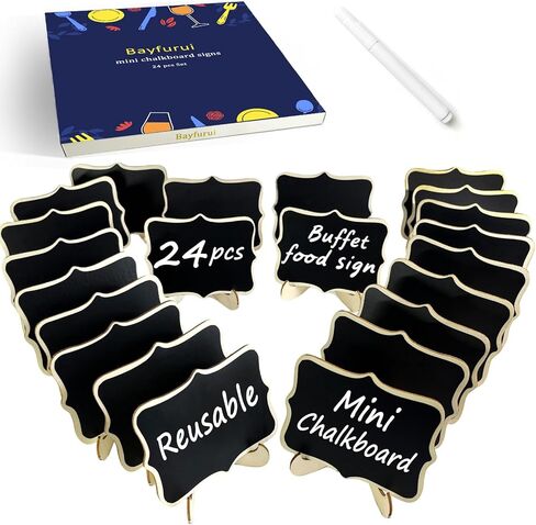 24pcs Mini Chalkboard Signs with Stand,Food Labels for Party Buffet, Food Tag/Name Card for Wedding Table, Name Tag Drink Labels Taco/Candy Bar/Bake Sale Food Sign, Catering Supplies Buffet Display in Saudi Arabia