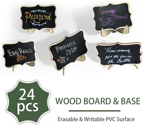 24pcs Mini Chalkboard Signs with Stand,Food Labels for Party Buffet, Food Tag/Name Card for Wedding Table, Name Tag Drink Labels Taco/Candy Bar/Bake Sale Food Sign, Catering Supplies Buffet Display in Saudi Arabia