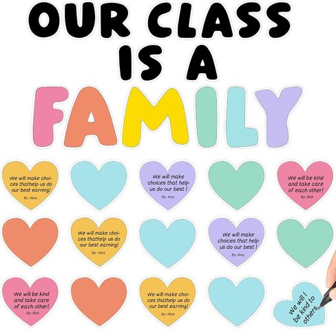 TaoBary 51 Pcs Bulletin Board Decoration Set with Our Class Is a Family Promise Letter and Love for Teachers Chalkboard School Home Door Decorations in Saudi Arabia