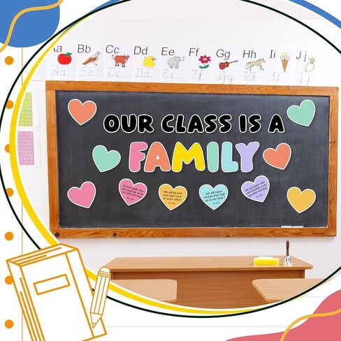 TaoBary 51 Pcs Bulletin Board Decoration Set with Our Class Is a Family Promise Letter and Love for Teachers Chalkboard School Home Door Decorations in Saudi Arabia