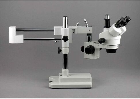AmScope - 7X-45X Simul-Focal Stereo Zoom Microscope on Dual Arm Boom Stand + 144-LED Ring Light - SM-4TP-144 in Saudi Arabia