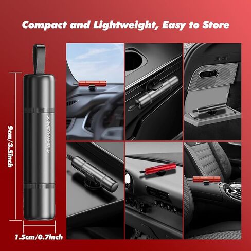 2pcs Safehammer ، 2 في 1 قاطع زجاجي وقاطع حزام الأمان ، أداة كسر نافذة السيارة للهروب في حالات الطوارئ (Red & Black) in Kuwait