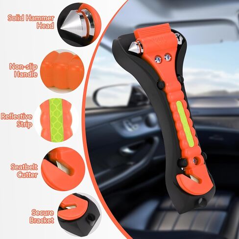 Car Safety Hammer, 2-in-1 Emergency Escape Tool with Seatbelt Cutter and Glass Breaker for Family Rescue and Traffic Accident Emergency Escape in Kuwait