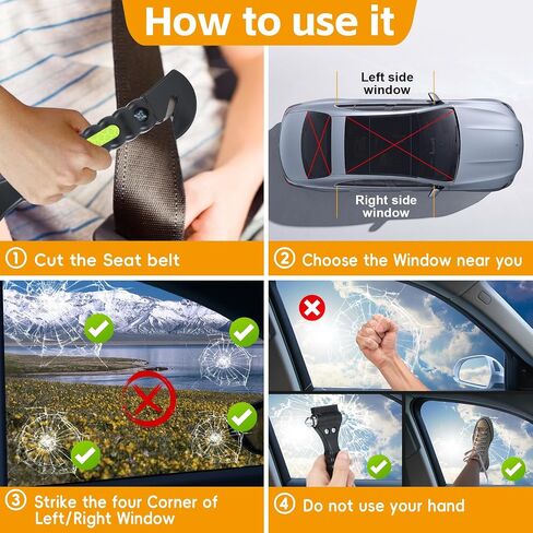 Car Safety Hammer, 2-in-1 Emergency Escape Tool with Seatbelt Cutter and Glass Breaker for Family Rescue and Traffic Accident Emergency Escape in Kuwait
