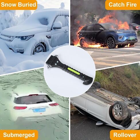 Car Safety Hammer, 2-in-1 Emergency Escape Tool with Seatbelt Cutter and Glass Breaker for Family Rescue and Traffic Accident Emergency Escape in Kuwait