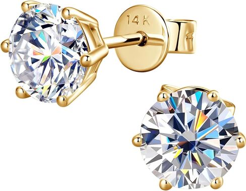 10K أو 14K عقيدة الذهب الأصفر الصلب 1-2CT Moissanite أقراط المجوهرات هدية عيد الميلاد للرجال ، in Kuwait