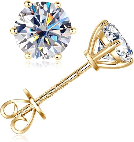 10K أو 14K عقيدة الذهب الأصفر الصلب 1-2CT Moissanite أقراط المجوهرات هدية عيد الميلاد للرجال ، in Kuwait