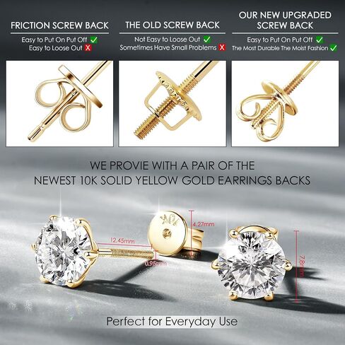 10K أو 14K عقيدة الذهب الأصفر الصلب 1-2CT Moissanite أقراط المجوهرات هدية عيد الميلاد للرجال ، in Kuwait