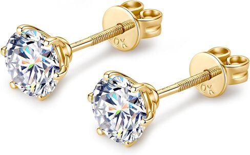 10K أو 14K عقيدة الذهب الأصفر الصلب 1-2CT Moissanite أقراط المجوهرات هدية عيد الميلاد للرجال ، in Kuwait