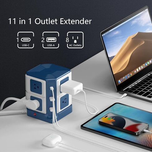 BESTEK PD 65W USB C Power Strip with Wireless Charger 8-Outlet Surge Protector, 4000 Joules,ETL Listed,Dorm Room Accessories in Kuwait