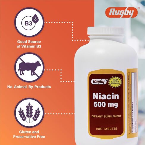 لعبة الرجبي Niacin 500 ملغ 1000 علامات تبويب حزمة من 2 in Saudi Arabia