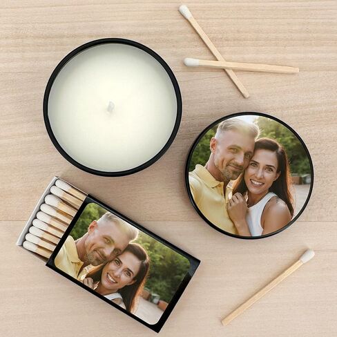 Personalized Candles, Custom Candles, Candle Favors, Candle Wedding Favors with Photo, Bulk Candles (Set of 10) (Black Tin) in Saudi Arabia