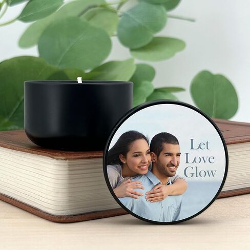 Personalized Candles, Custom Candles, Candle Favors, Candle Wedding Favors with Photo, Bulk Candles (Set of 10) (Black Tin) in Saudi Arabia