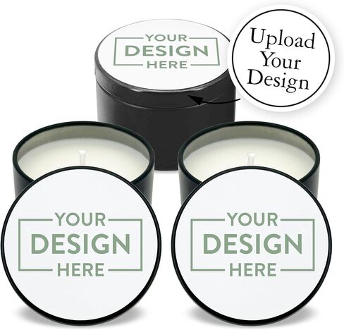 Personalized Candles, Custom Candles, Candle Favors, Candle Wedding Favors with Photo, Bulk Candles (Set of 10) (Black Tin) in Saudi Arabia