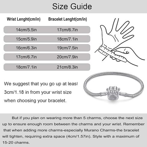 925 Sterling Silver Bracelets for Women, Snake Chain Charm Bracelet Fully Compatible with Pandora Charms, Non Tarnish Jewelry Gifts, Fits Any Charm Gift for Women in Saudi Arabia