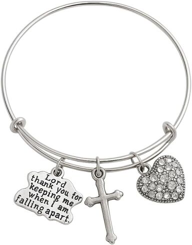 Infinity Collection Lord Thank You for Keeping Me Together When I Am Falling Apart Bangle Bracelet- Religious Jeweley- Inspirational Expandable Charm Bracelet in Saudi Arabia