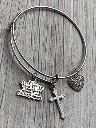 Infinity Collection Lord Thank You for Keeping Me Together When I Am Falling Apart Bangle Bracelet- Religious Jeweley- Inspirational Expandable Charm Bracelet in Saudi Arabia