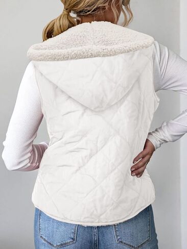 Valphsio Womens Reversible Quilted Sherpa Fleece Vest Lightweight Sports Vest Coat in Kuwait
