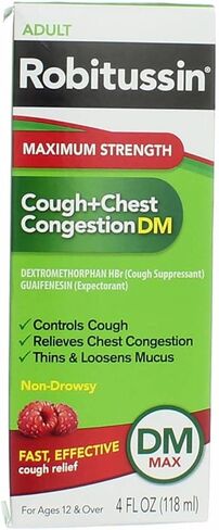 Robitussin Adult Cough+Chest Congestion DM Liquid Maximum Strength - 4 oz, Pack of 6 in Saudi Arabia