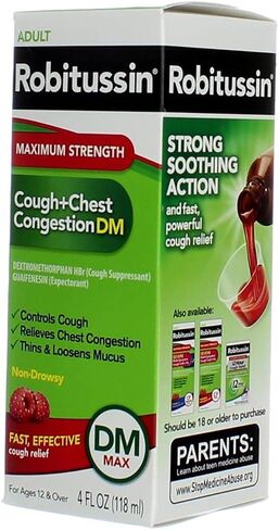 Robitussin Adult Cough+Chest Congestion DM Liquid Maximum Strength - 4 oz, Pack of 6 in Saudi Arabia