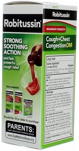 Robitussin Adult Cough+Chest Congestion DM Liquid Maximum Strength - 4 oz, Pack of 6 in Saudi Arabia