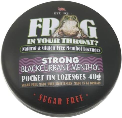 Simpkins Sugar Free Frog in Your Throat Strong Mint Menthol & Strong Blackcurrant Pocket tin Lozenges 8 x 40g TINS in Saudi Arabia