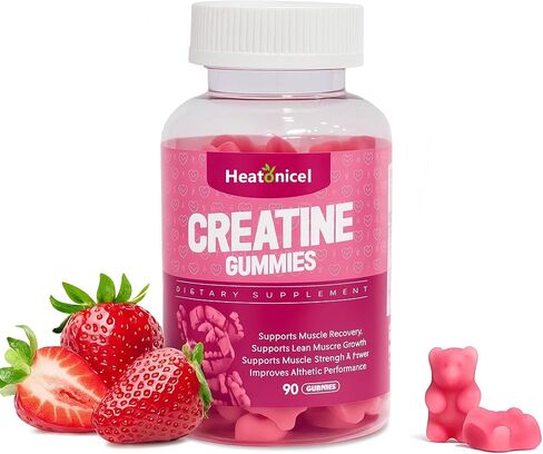 Creatine Monohydrate Gummies for Men|Women 5000mg Pre-Workout Supplement for Muscle Strength & Recovery, Energy Boost, Enhance Athletic Performance Vegan Strawberry-Flavor 90 Count in Saudi Arabia