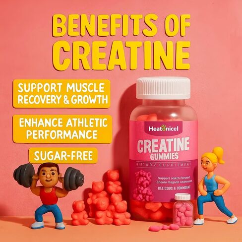 Creatine Monohydrate Gummies for Men|Women 5000mg Pre-Workout Supplement for Muscle Strength & Recovery, Energy Boost, Enhance Athletic Performance Vegan Strawberry-Flavor 90 Count in Saudi Arabia