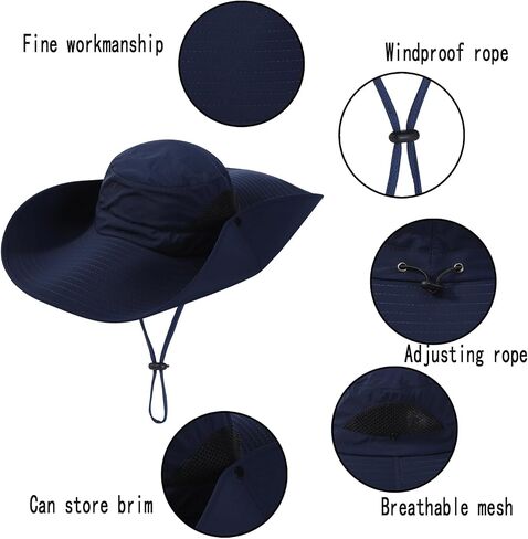 Men/Women Sun Hat, Outdoor Waterproof Wide Brim UV Protection Bucket Hat for Fishing Hiking Garden Beach in Saudi Arabia
