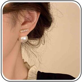 Vintage Pearl Ear Jacket Earrings Boho Pearl Earrings Pearl Bar Earrings Horizontal Bar Jacket Earrings for Women in Kuwait