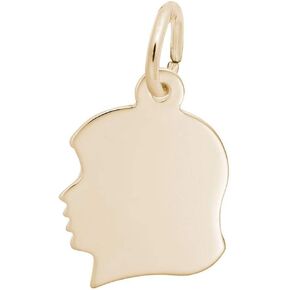 14k Yellow Gold Flat Young Girl's Head Charm in Saudi Arabia