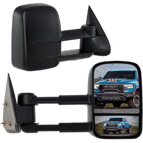 Goplus Heated Towing Mirror Pair, Power Tow Mirrors Compatible with 2007-2012 Chevy Silverado GMC Sierra, Telescoping Extendable Side Mirrors with Electric Adjustment, LED Signal Lights & Folding in Saudi Arabia
