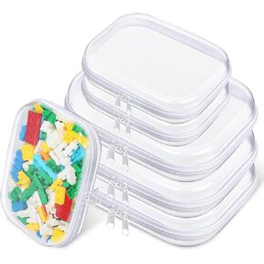 6 Pcs Clear Hard Zipper Case Hard-Sided Premium Storage Case Plastic Clear Hard Shell Zipper Pouch Portable Travel Organizer Box for Travel Building Blocks Puzzles Cosmetics Makeup Supplies (White) in Kuwait