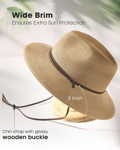 FURTALK Womens Sun Hat Summer Straw Beach Hats UPF 80+ Wide Brim Panama Fedora Hats with Wind Lanyard in Saudi Arabia
