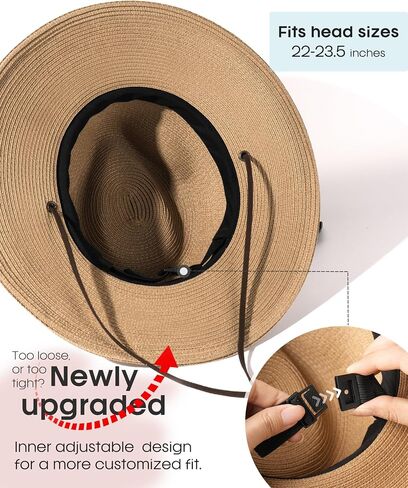 FURTALK Womens Sun Hat Summer Straw Beach Hats UPF 80+ Wide Brim Panama Fedora Hats with Wind Lanyard in Saudi Arabia