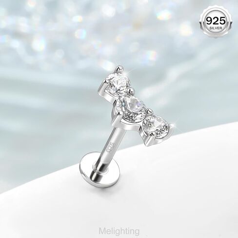 Melighting فضة محارة ثقب المجوهرات داخليا الخيوط 16G منحني فضة اللولب القرط واضح تشيكوسلوفاكيا 925 الفضة الغضروف القرط اللولب مسمار شقة الظهر القرط 8mm in Kuwait