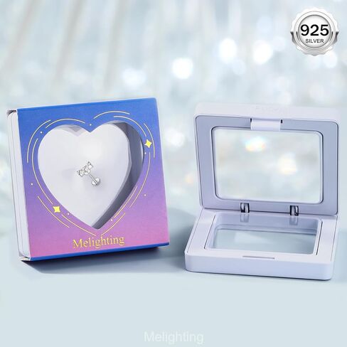 Melighting فضة محارة ثقب المجوهرات داخليا الخيوط 16G منحني فضة اللولب القرط واضح تشيكوسلوفاكيا 925 الفضة الغضروف القرط اللولب مسمار شقة الظهر القرط 8mm in Kuwait