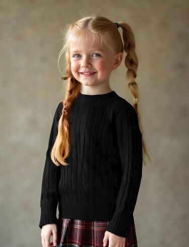 Girls' Sweaters Casual Long Sleeve Cable Knit Pullover Sweater Kids Fall Winter Crew Neck Jumper Top in Saudi Arabia