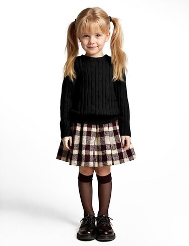 Girls' Sweaters Casual Long Sleeve Cable Knit Pullover Sweater Kids Fall Winter Crew Neck Jumper Top in Saudi Arabia