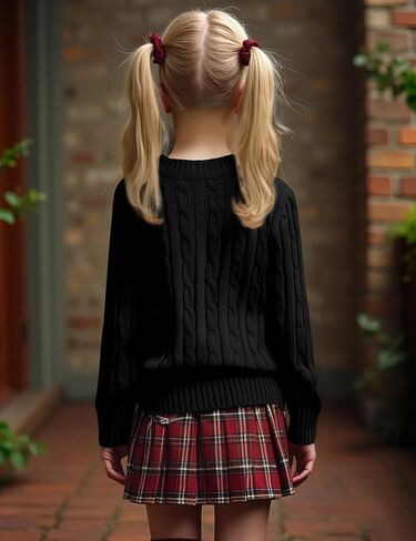 Girls' Sweaters Casual Long Sleeve Cable Knit Pullover Sweater Kids Fall Winter Crew Neck Jumper Top in Saudi Arabia