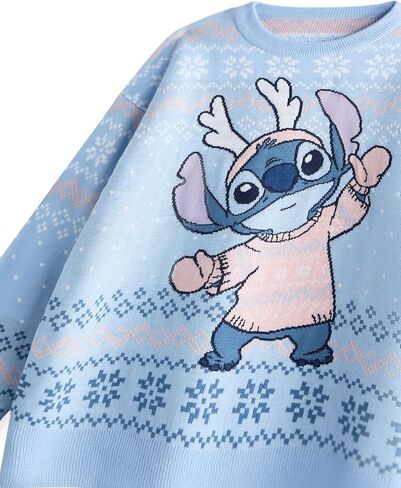 Disney Lilo & Stitch Kids Christmas Jumper | Graphic Knitted Sweater for Children | Festive Holiday Long Sleeve Knitwear Top in Saudi Arabia
